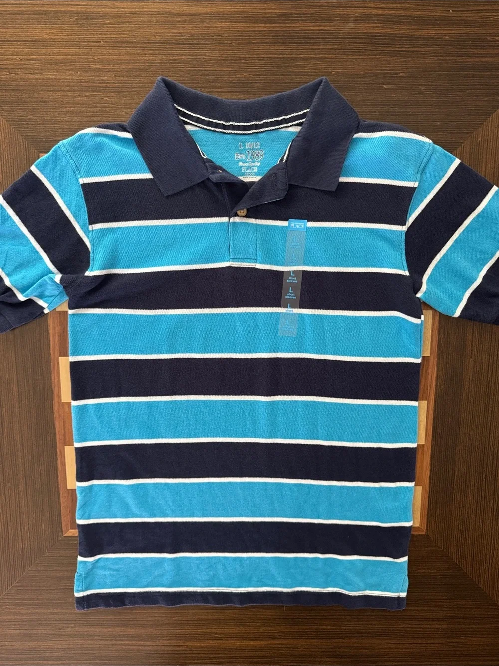 The Children’s Place boys striped short sleeve collared polo shirt size L 10-12.